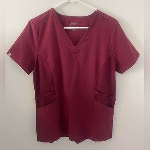 Burgundy Scrub top short sleeve